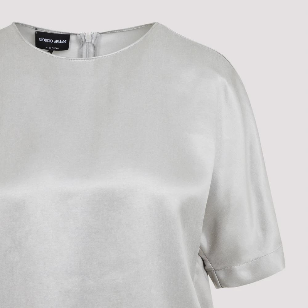 Giorgio Armani Ash Grey Shirt met Ronde Hals Gray Dames