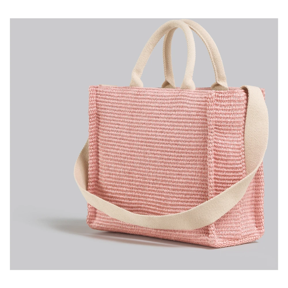 Marni Raffia-effect kleine tote tas Pink Dames
