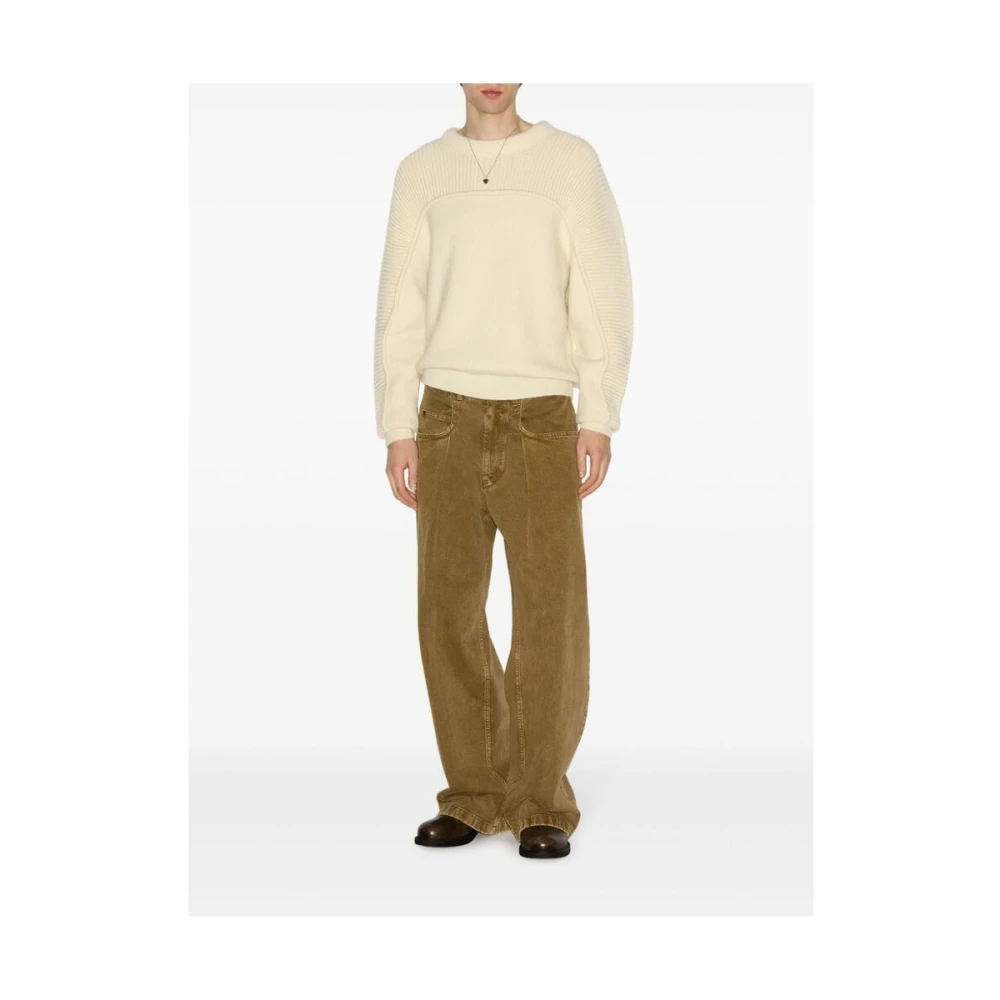 Isabel marant Ecru Wol Ribgebreide Trui Beige Heren