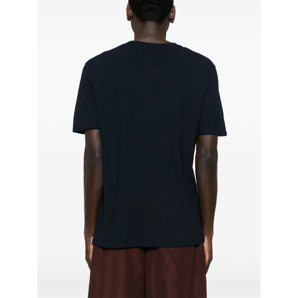 Jil Sander Logo Print Katoenen T-shirt Blauw Blue Heren