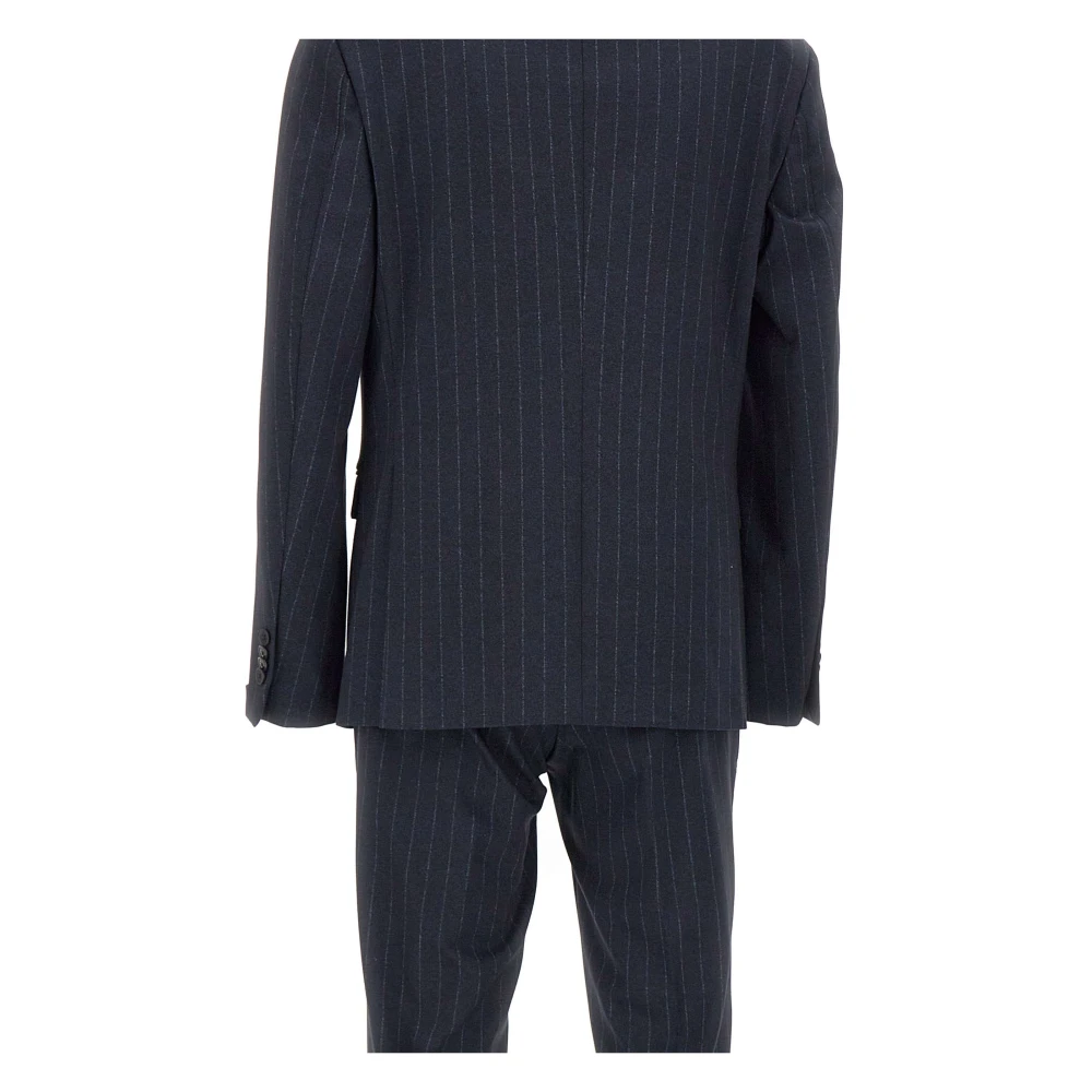 Manuel Ritz Blauw Gestreept Tweedelig Pak Blue Heren