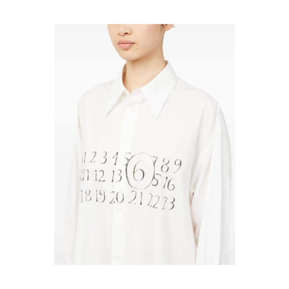 MM6 Maison Margiela Witte Signature Numbers jurk van katoen White Dames