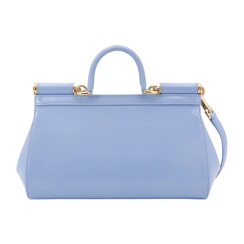 Dolce & Gabbana Langwerpige Handtas met Logoplaat Blue Dames