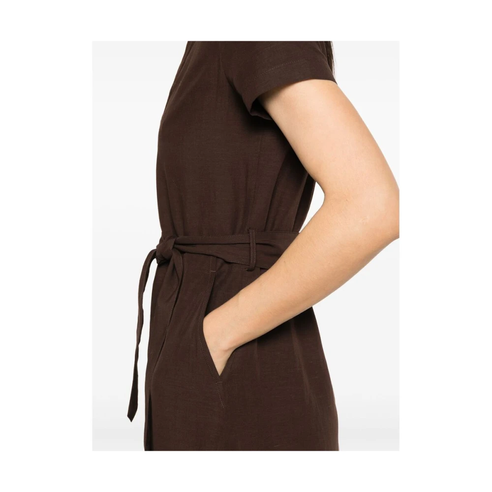 A.p.c. Chocoladebruine V-hals Jurk met Riem Brown Dames
