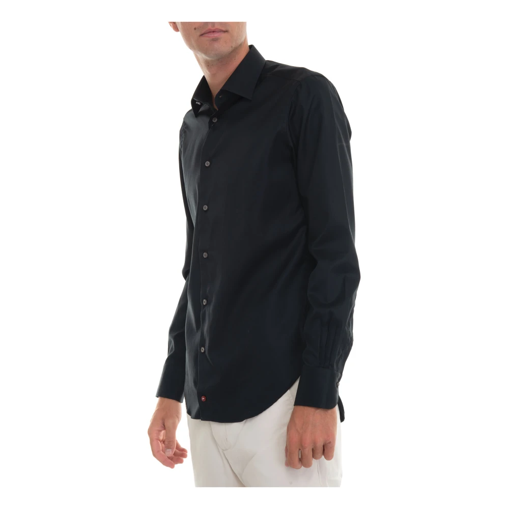 Càrrel Effen Overhemd Slim Fit Black Heren