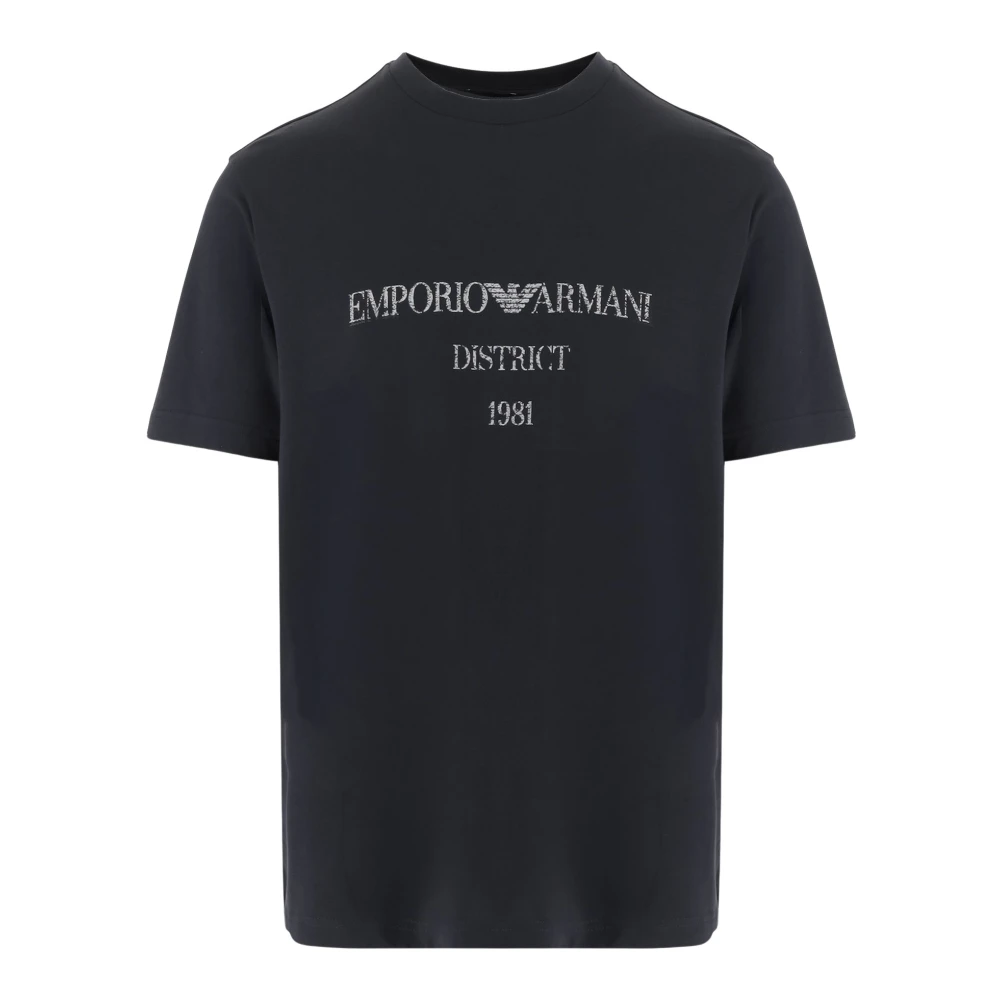 Emporio Armani Blue T-Shirts, Male, L, Cotton T-Shirt