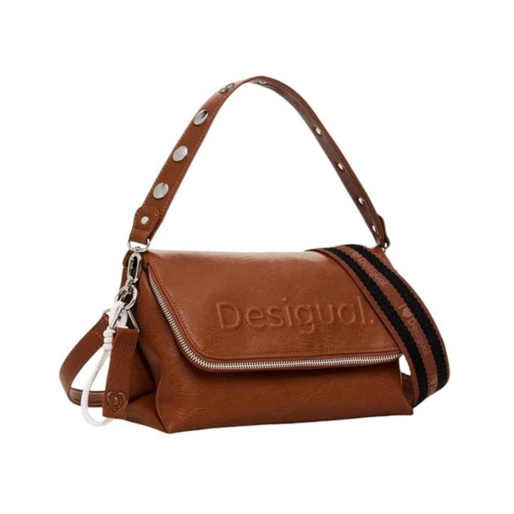 Desigual Gestructureerde polyurethaan handtas voor vrouwen Brown Dames