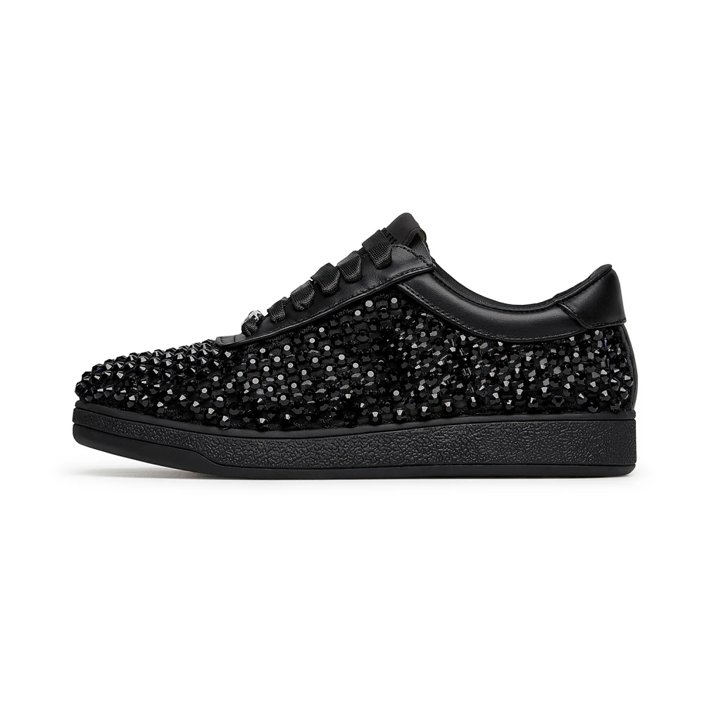 Loriblu Laminated Leather Sneakers with Crystals Dames Schoenen Zwart