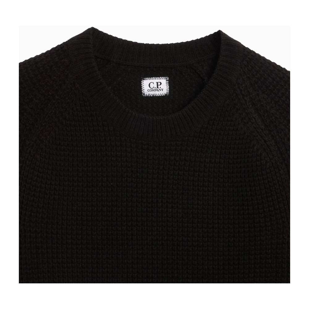 C.P. Company Zwarte Chenille Crewneck Wafeltrui Brown Heren