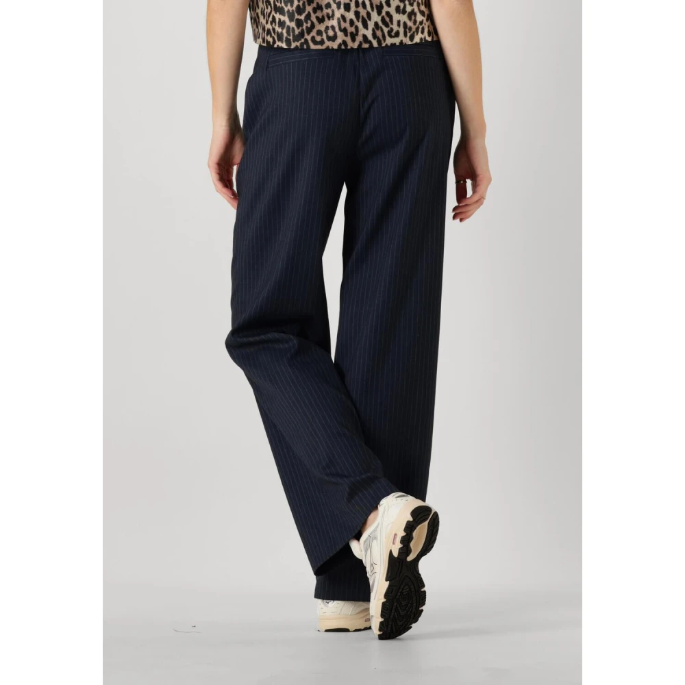 Colourful Rebel Donkerblauwe Pinstripe Straight Broek Blue Dames