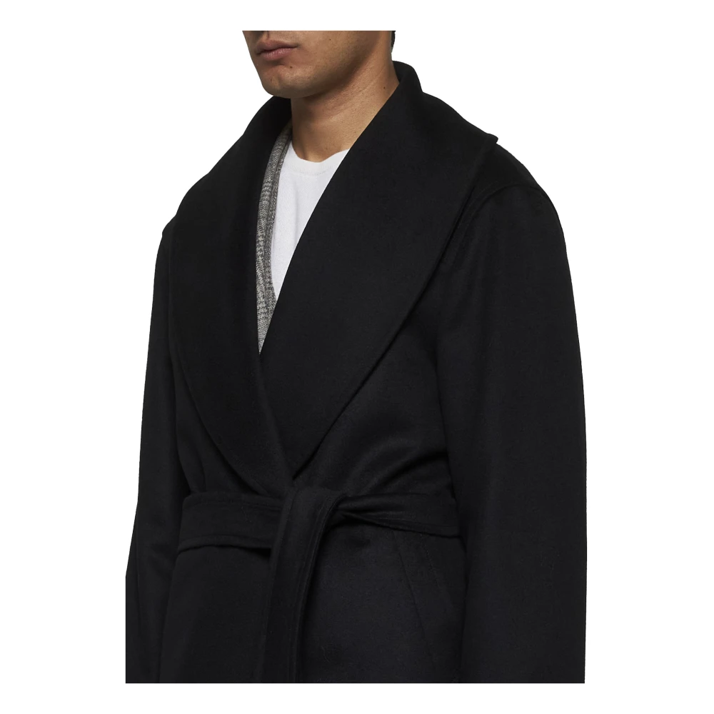 Tagliatore Zwarte wollen jas met sjaalkraag Black Heren