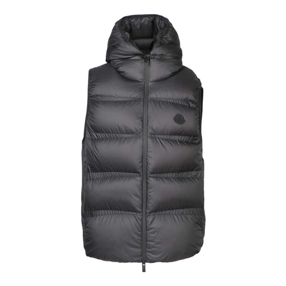Moncler Lichtgewicht gewatteerd vest met capuchon Blue Heren