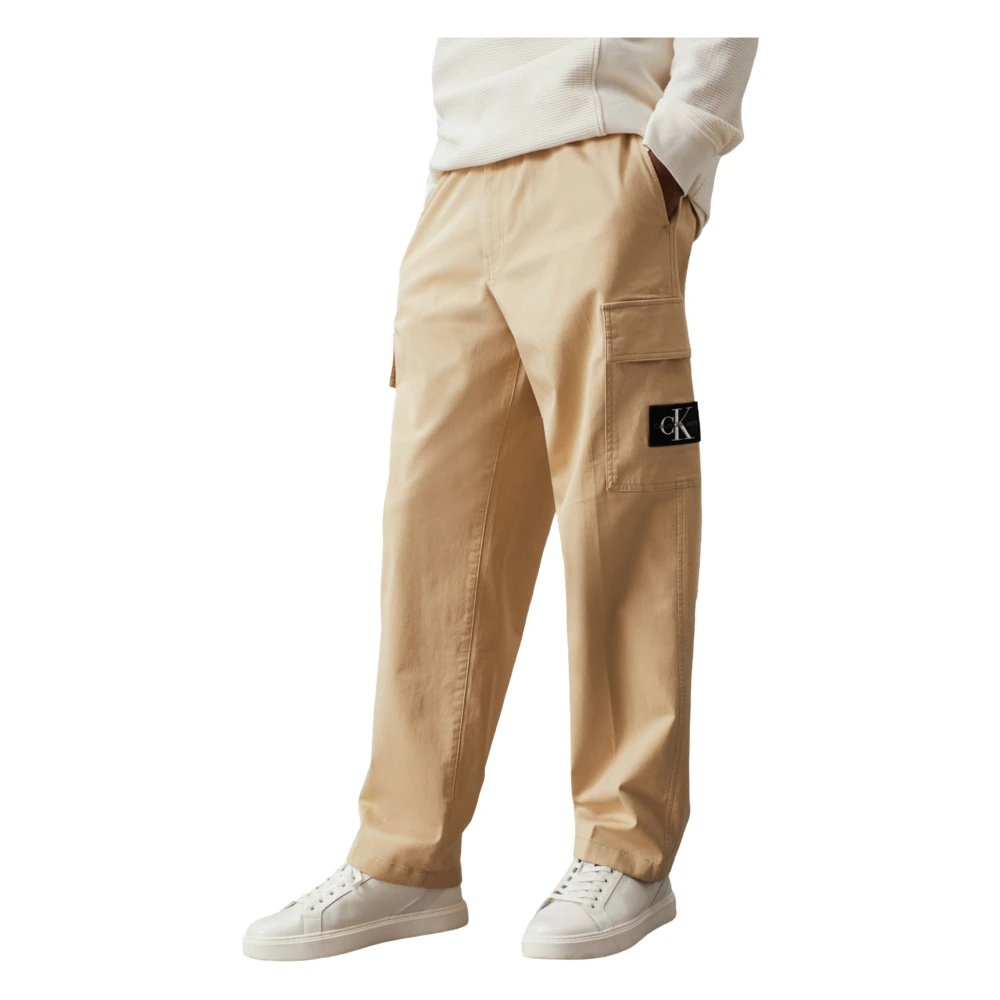 Calvin Klein Jeans Herfst Winter Herenbroek Geregenereerd Katoen Beige Heren