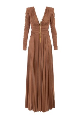 robe-marron-a-manches-longues-et-drapee