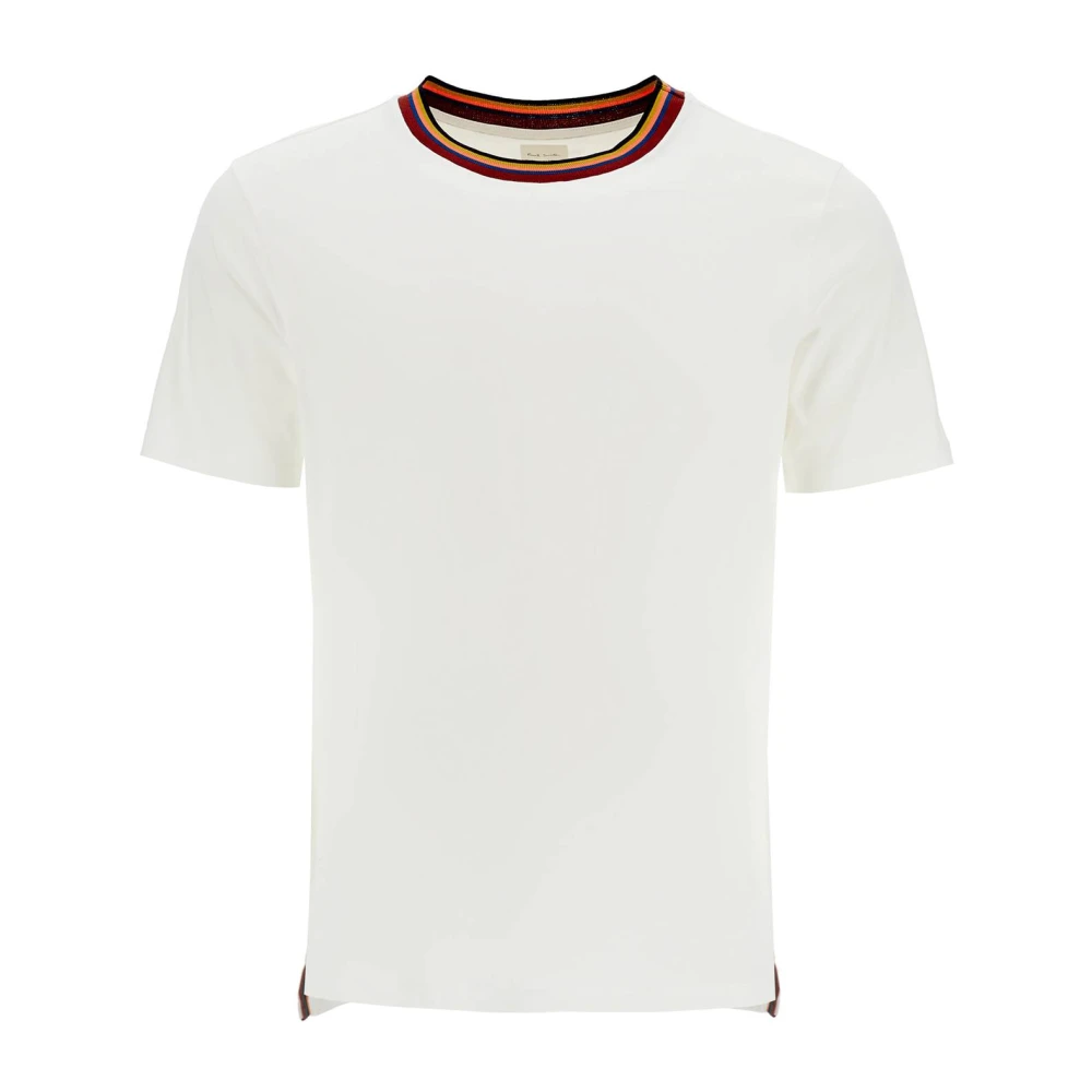 PS By Paul Smith Gestreept Geribbeld T-shirt Lichtgewicht Katoen White Heren