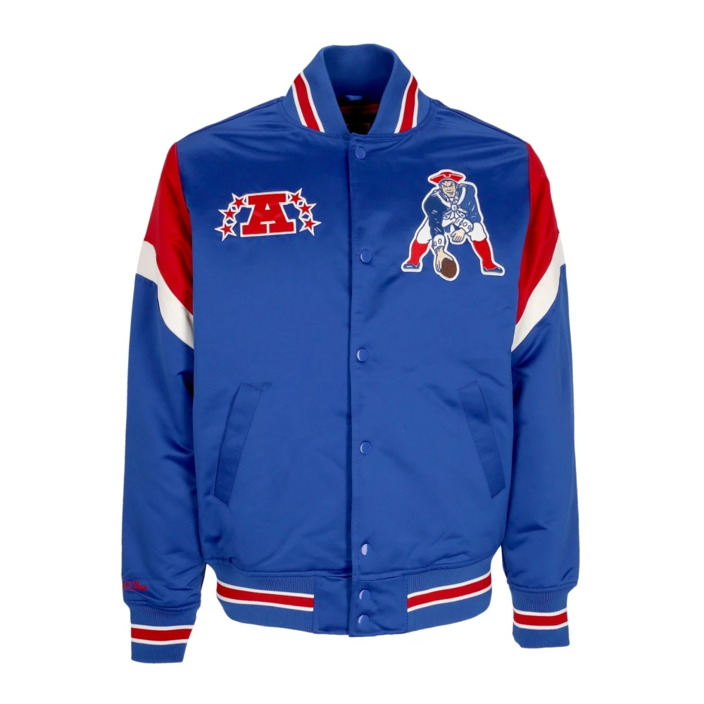 Mitchell & Ness Blue Bomber Jackets, Male, Xl, Nfl Heavyweight Bomber Jacket New England Patriots