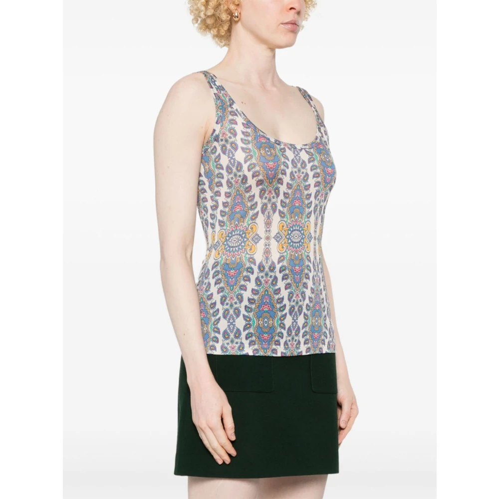 ETRO Chique Wit Grafische Print Top Multicolor Dames
