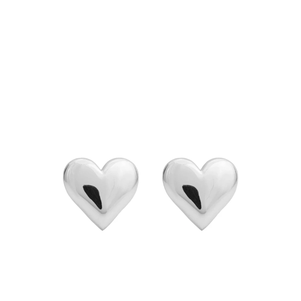 Federica Tosi Women's Gray Earrings, One Size, Heart-Shaped Love Earrings In Bronze