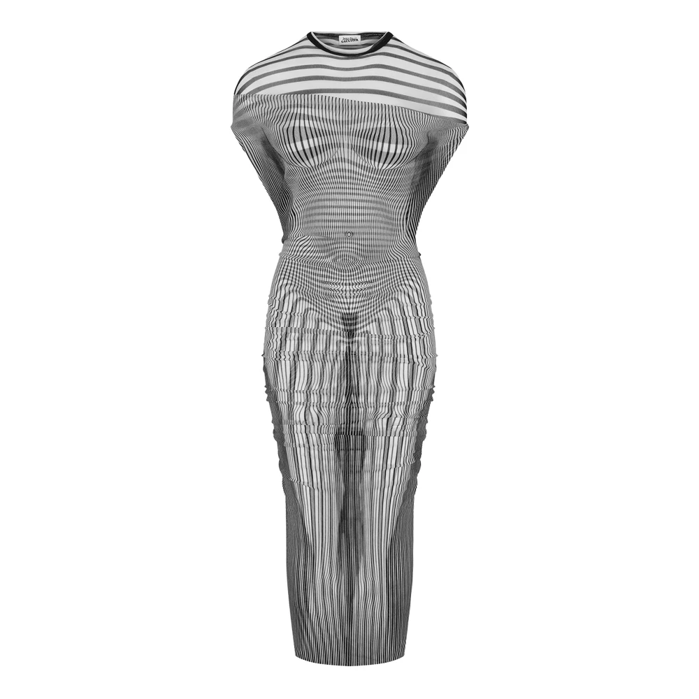 Jean Paul Gaultier Witte Gedrapeerde Jurk met Ecru Tule Gray Dames
