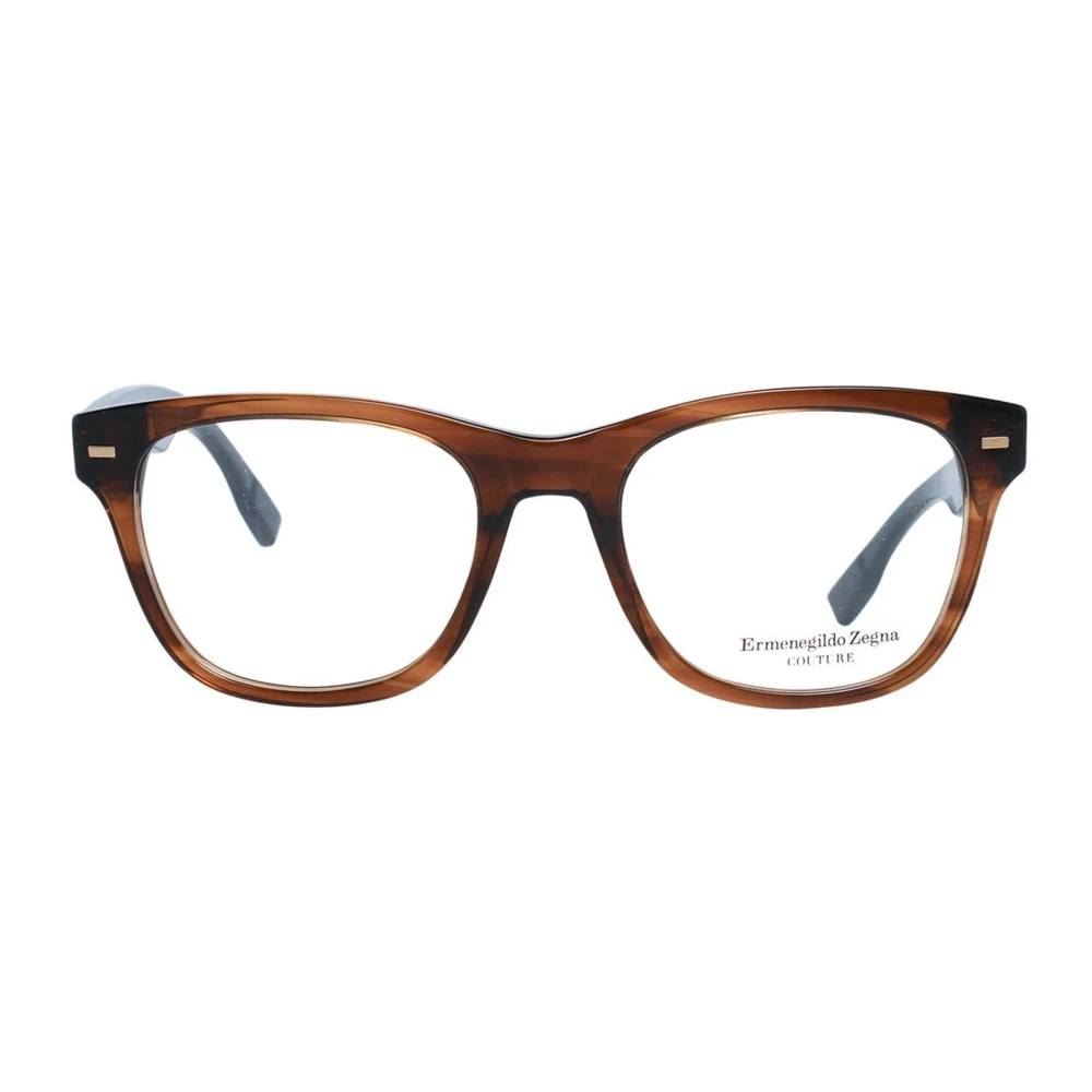 Ermenegildo Zegna Bruine Trapezium Optische Monturen met Veerscharnier Brown Heren