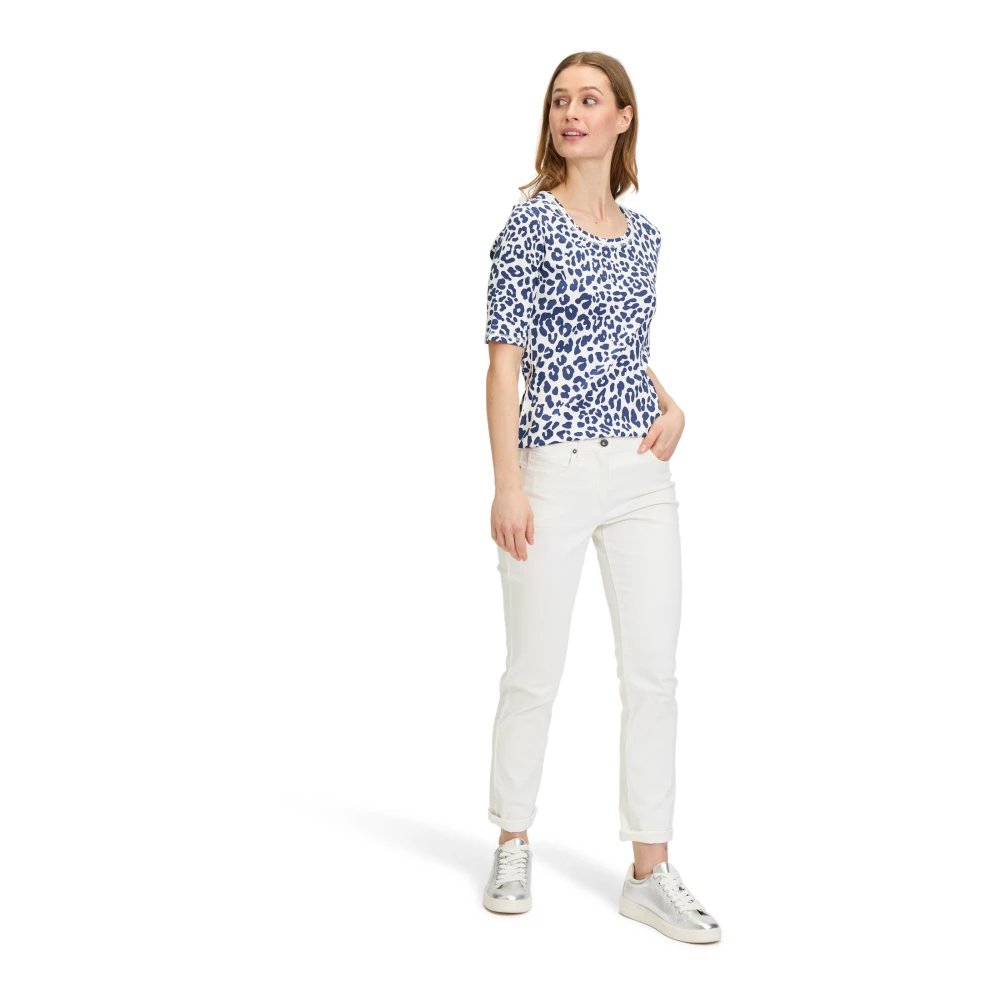 Betty Barclay Geribbeld Basic T-shirt met dierendesign White Dames