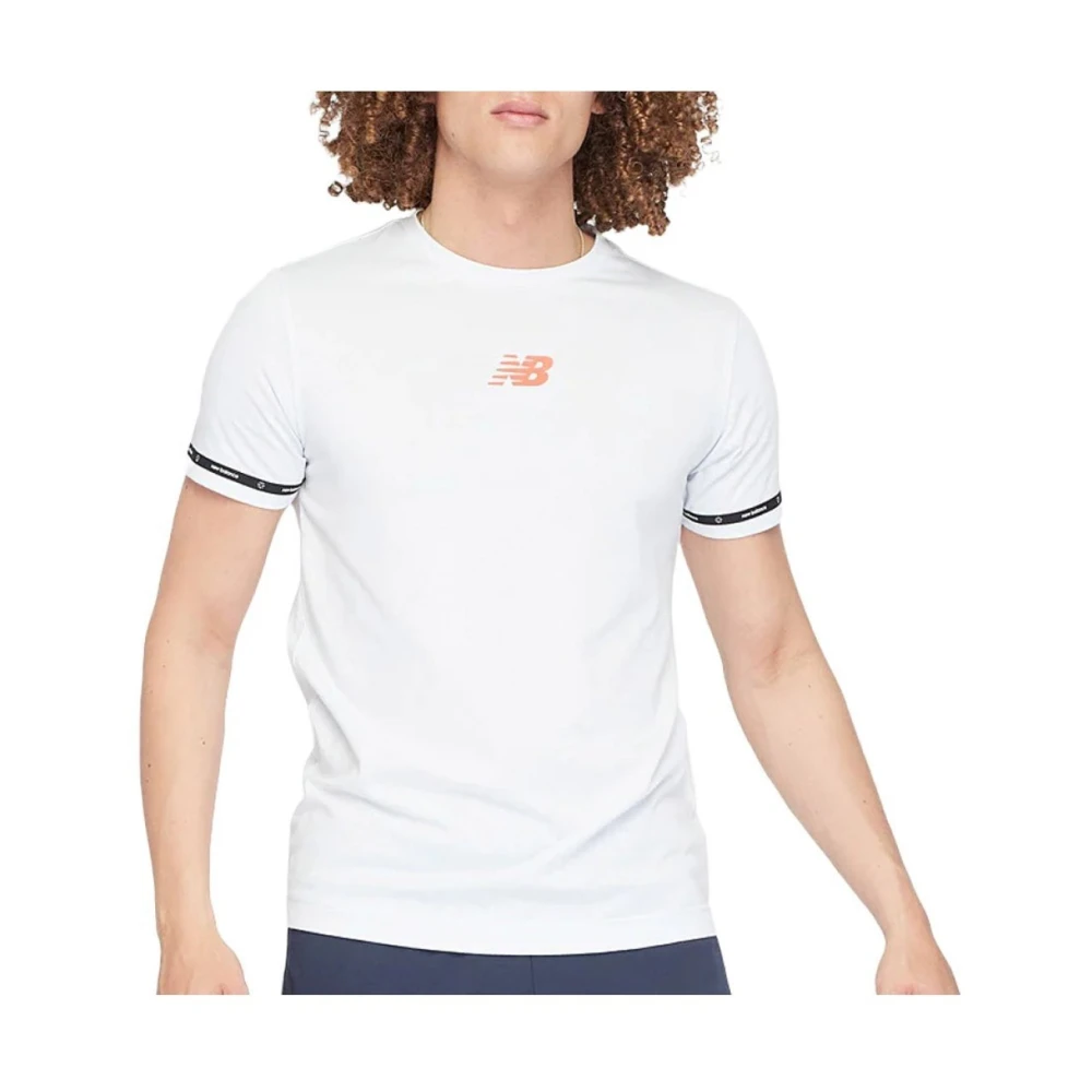 New Balance Korte Mouw T-shirt Wit Polyknit White Heren