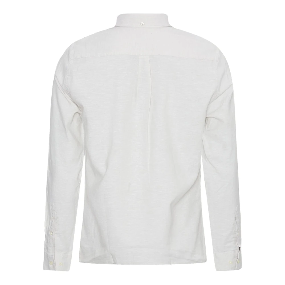 Barbour Witte Linnen Katoenen Shirt Klassiek Logo White Heren