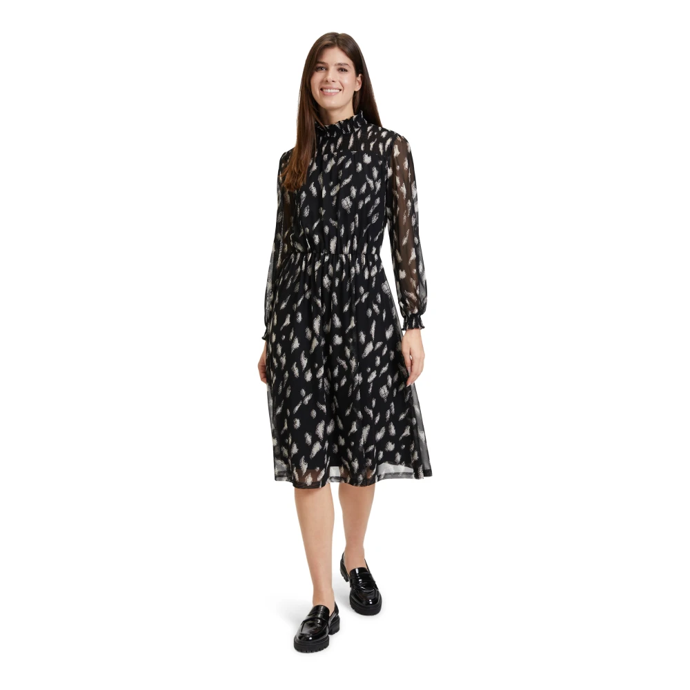 Betty & Co Chic Midi Dress with Stand-up Collar Multicolor Dames