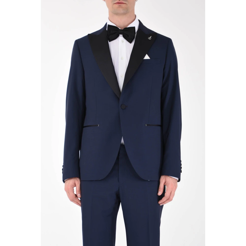 Paoloni Single Breasted Suits Blue Heren