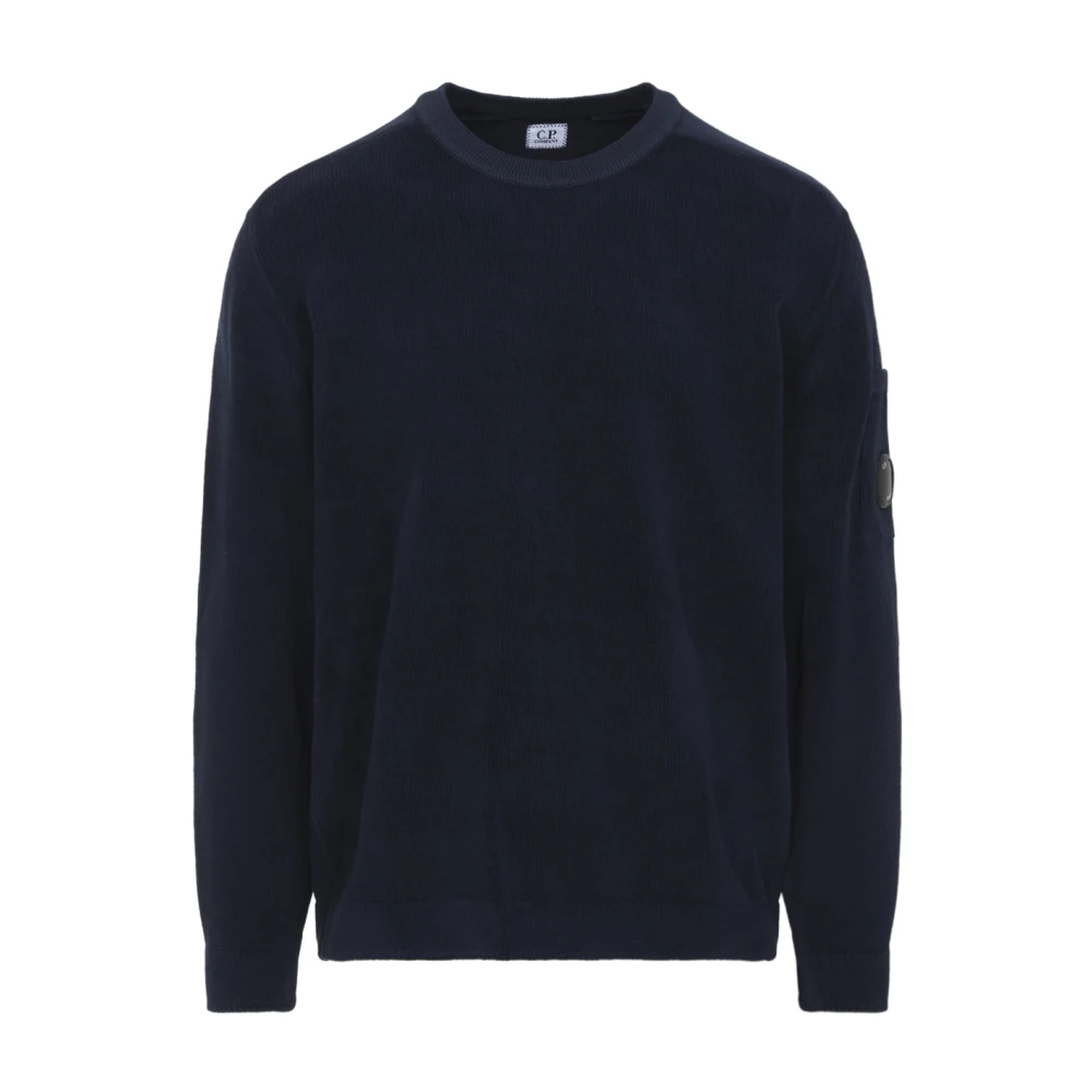 C.p. Company , Round-Neck Knitwear, Male, Blue, L, Lambswool Grs Crewneck Jumper - Image 4
