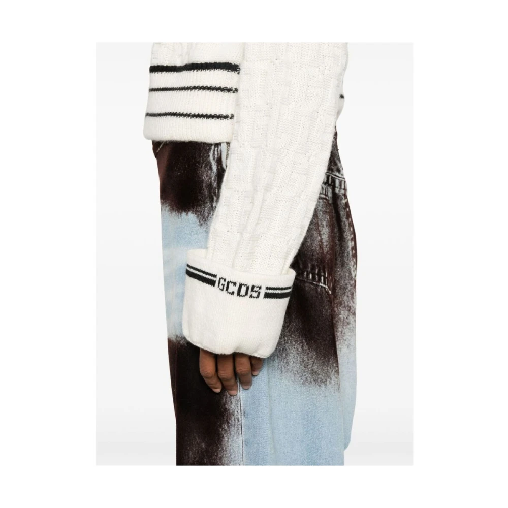 Gcds Off-White Gebreide Trui met Afneembare Kraag White Dames