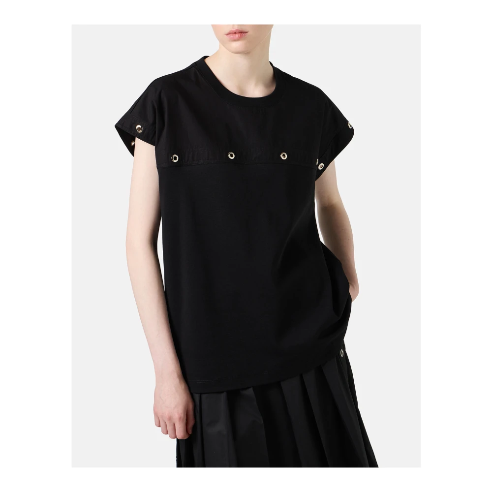 Iceberg Zwart T-shirt van GOTS-gecertificeerde interlockstof Black Dames