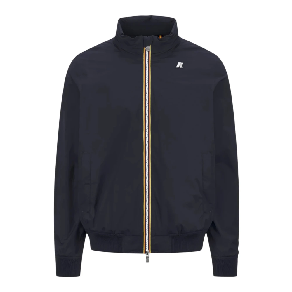 K-way Blauwe Stretch Nylon Jersey Jas Blue Heren