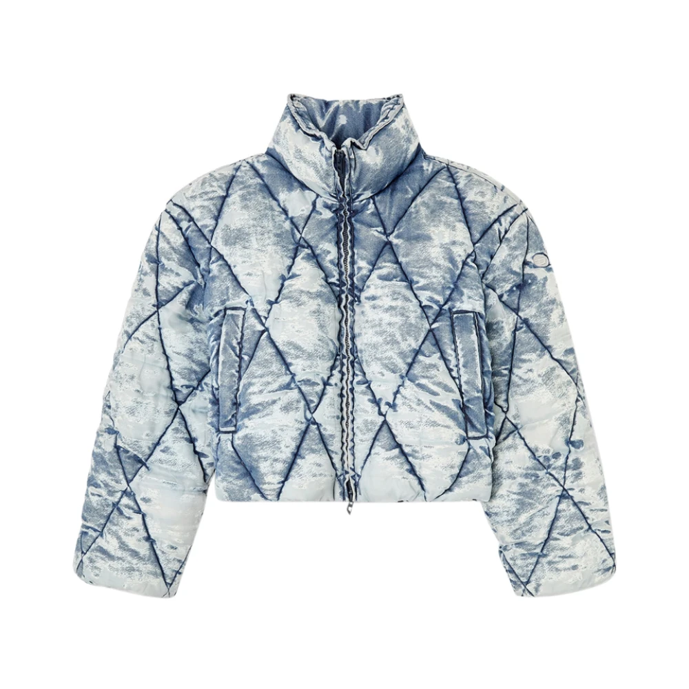 Diesel Kvinno Blå Jackor Dam, S, Bomull, W-Histel Down Jacket