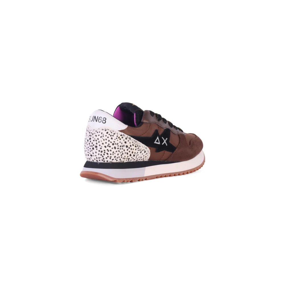 Sun68 Stargirl Animal Leren en Stoffen Sneakers Brown Dames