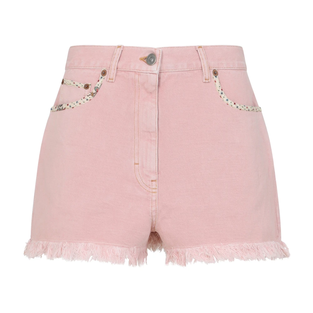 Valentino Women's Pink Denim Shorts, W27, Denim Shorts