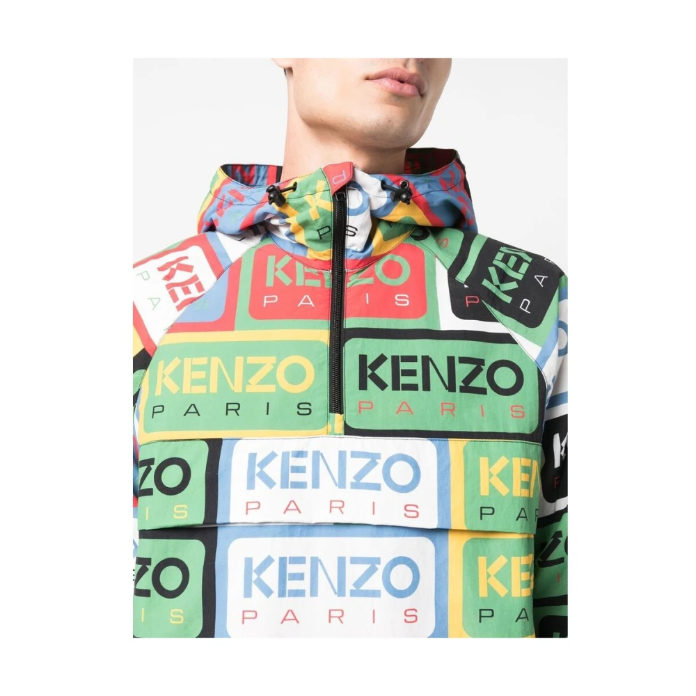 Kenzo Multikleur Logo Windbreaker Green Heren