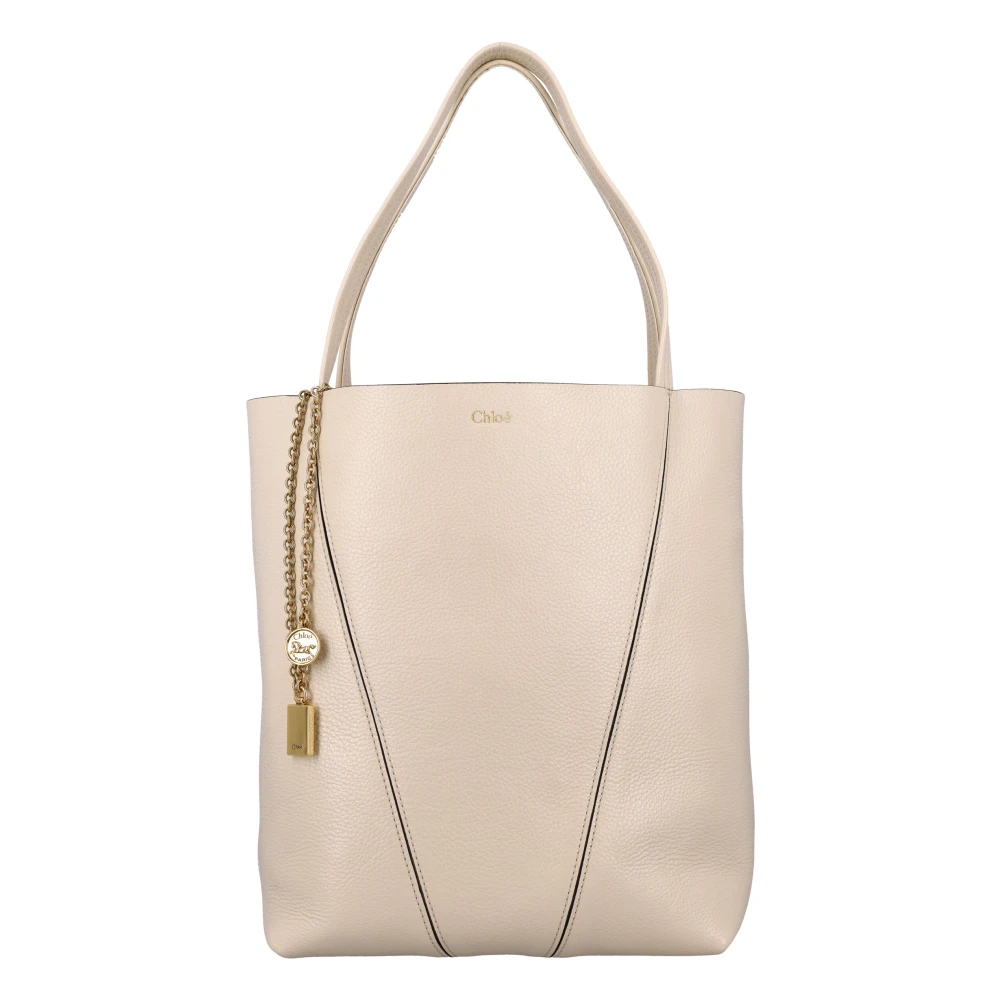 Chloé Gestructureerde lederen Spin tote tas Beige Dames