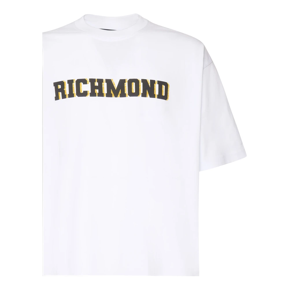 John Richmond Witte Katoenen T-shirt met Logo White Heren