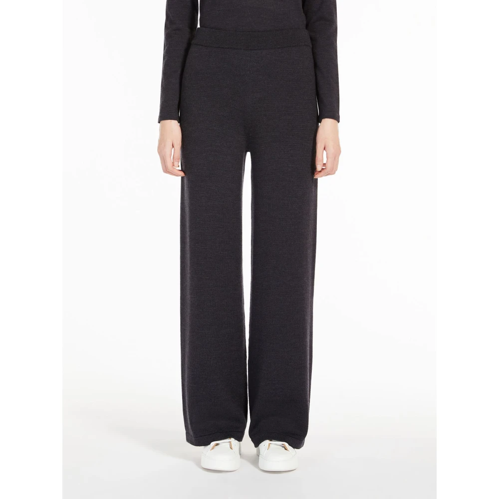 Max Mara Wijde wollen broek Blue Dames