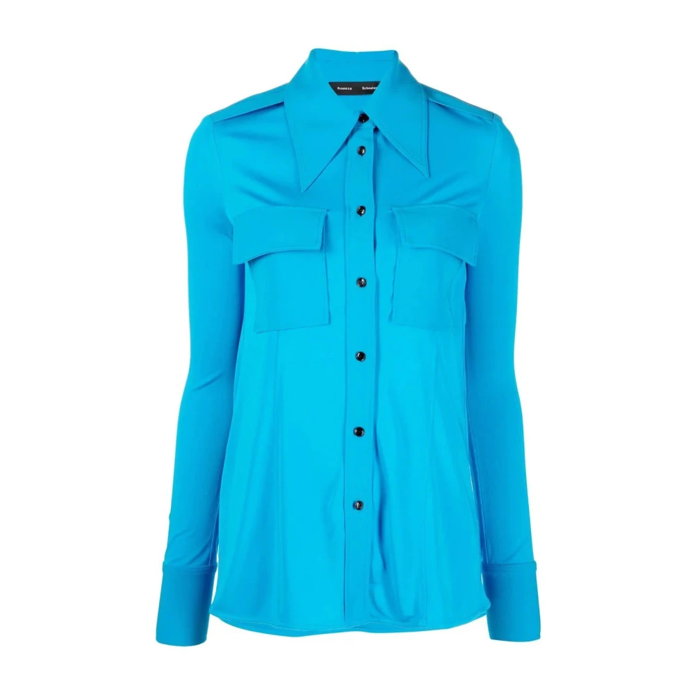 Proenza Schouler Blauwe Longsleeve Jersey Shirt Blue Dames