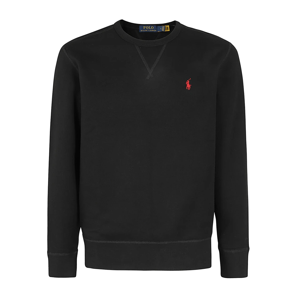 Polo Ralph Lauren Zwarte Katoenen Trui Lange Mouw Geborduurd Logo Black Heren