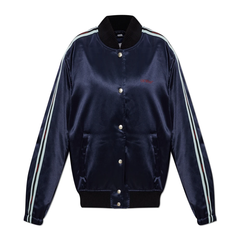 Off White Women's Blue Insulated Bomber Jacket - Bomber Jackets - M - Jackets