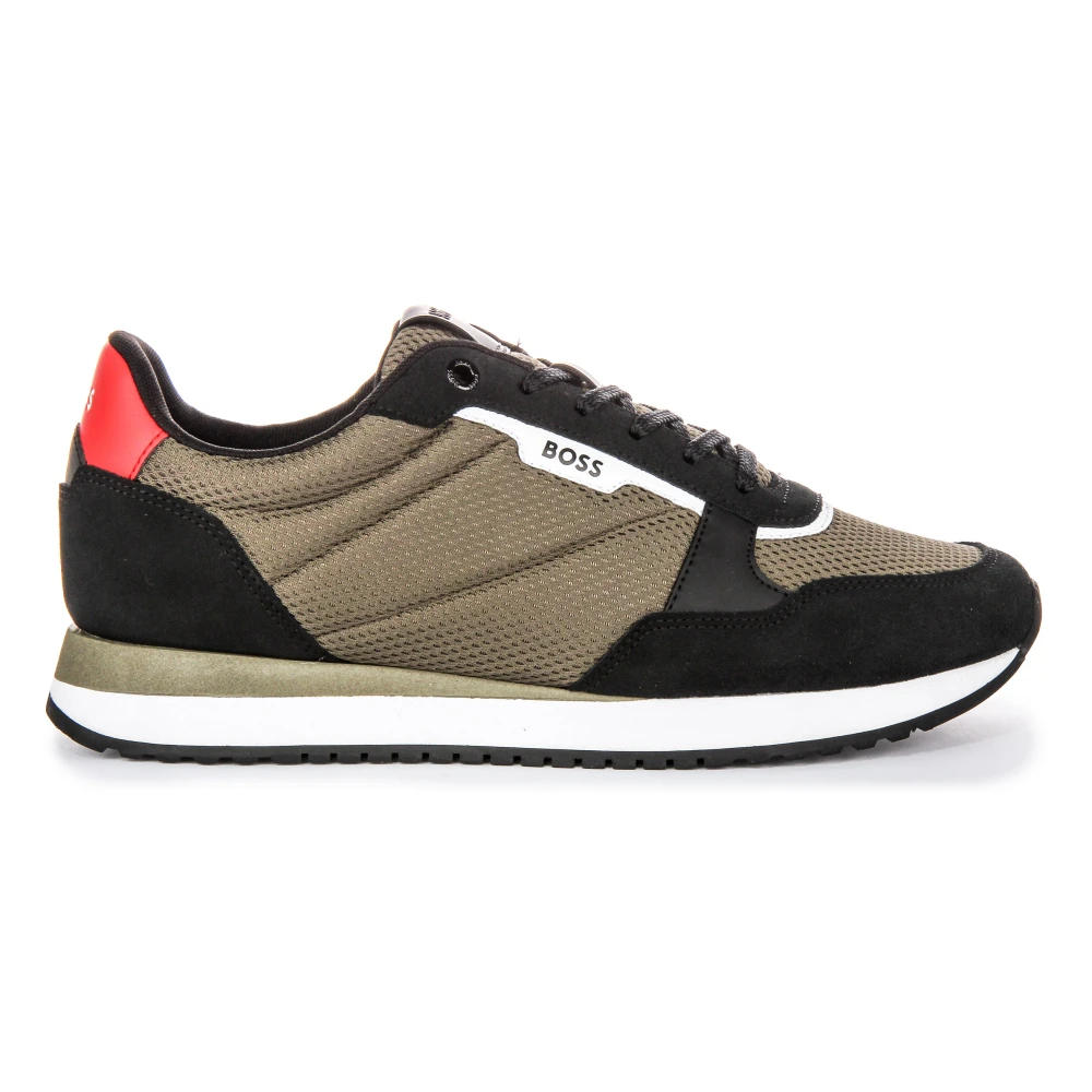 Hugo Men's Multicolor Sneakers, 10 Uk, Black Green Mesh Trainers Modern Man