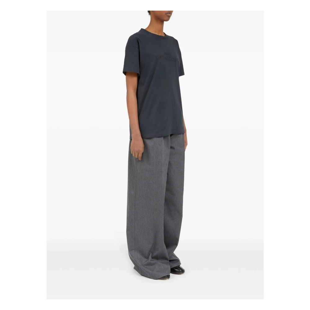 Maison Margiela Geborduurd katoenen T-shirt in Beluga grijs Gray Heren
