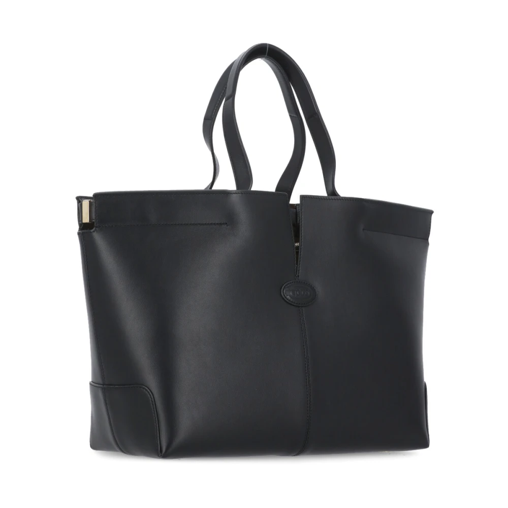 TOD'S Zwarte Leren Winkelmand met Clutch Black Dames
