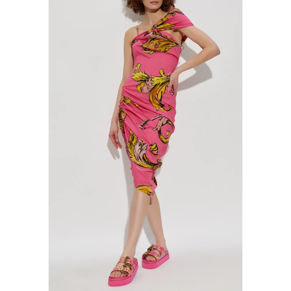 Versace Jeans Couture Jurk met Barocco-print Pink Dames