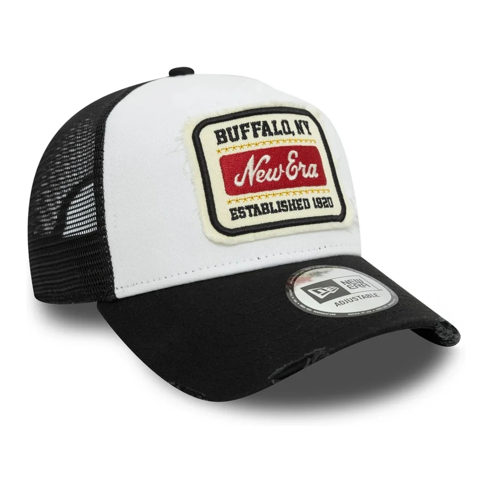 new era Zwarte Distress Trucker Pet met Patch Multicolor Heren