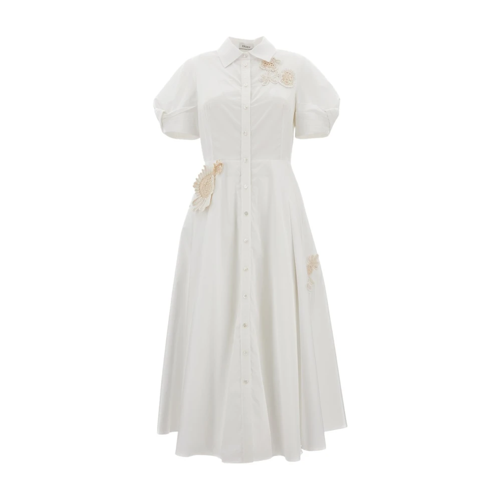 Erdem Women's White Appliqué Cotton Midi Shirt Dress - Shirt Dresses - Xs - Dresses