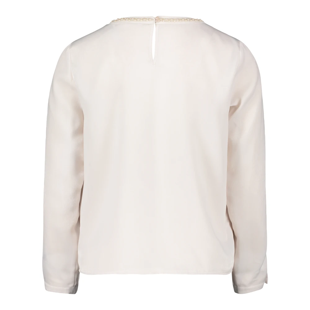 Betty & Co Doorschijnende blouse met parels Beige Dames